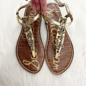 Sam Edelman Gold embellished thong sandals